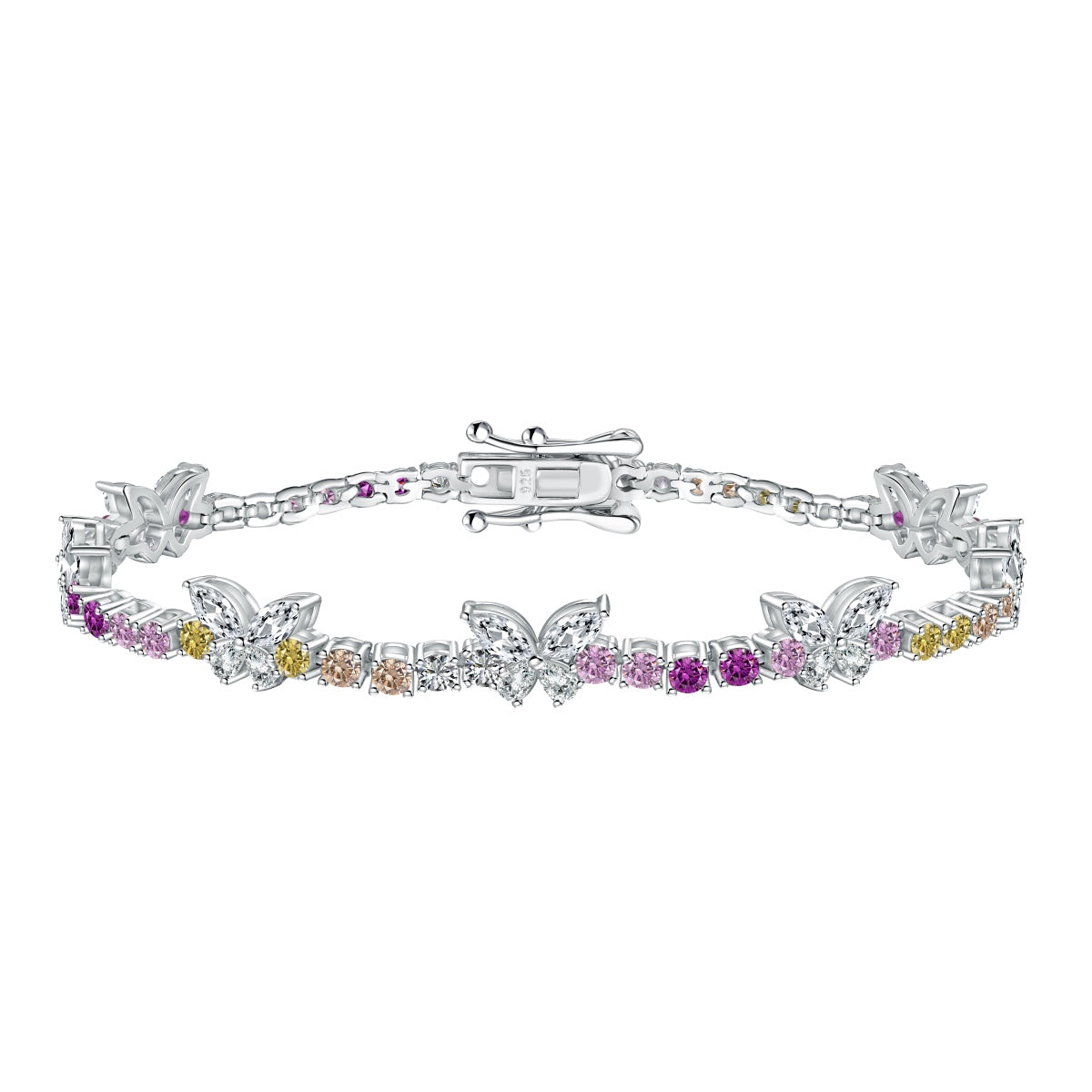 [Royal Jewelry]Ornate Colorful Butterfly Shape Round Cut Daily Bracelet